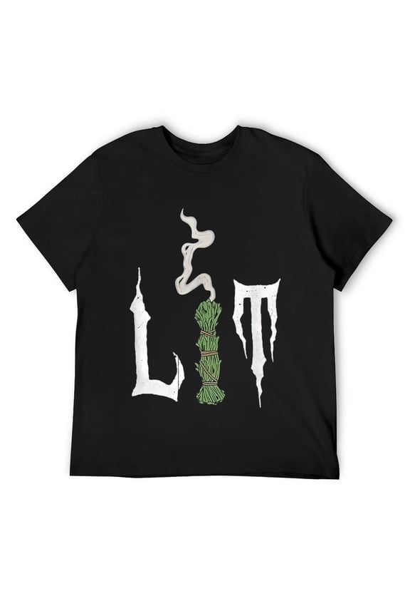 Mens Funny Halloween witch sage smudge stick pagan Lit T-Shirt Black