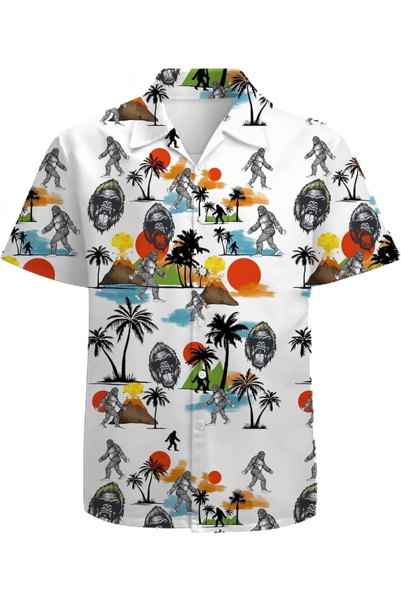 Mens Funny Hawaiian Shirts 3D Graphic Button Down Short Sleeve Tropical Holiday Beach Aloha Shirt