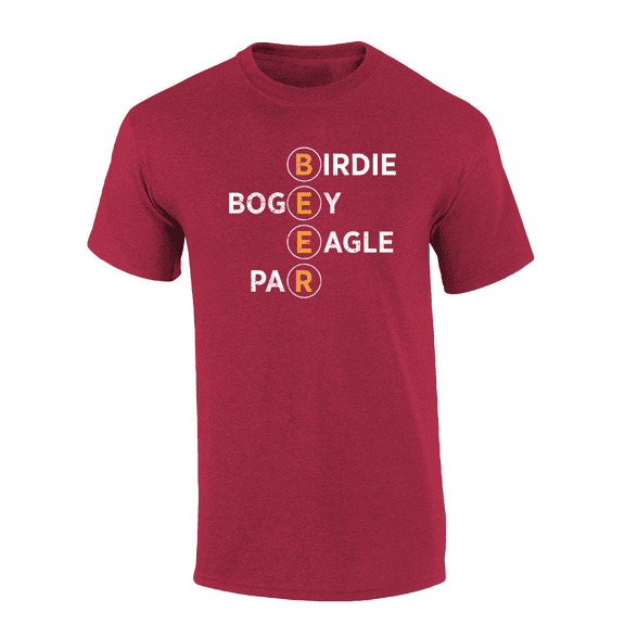 Mens Funny Humorous Beer Circles Birdie Bogey Eagle Par Mens Short Sleeve T-Shirt-Antique Cherry-Small
