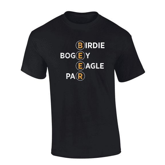 Mens Funny Humorous Beer Circles Birdie Bogey Eagle Par Mens Short Sleeve T-Shirt-Black-Medium