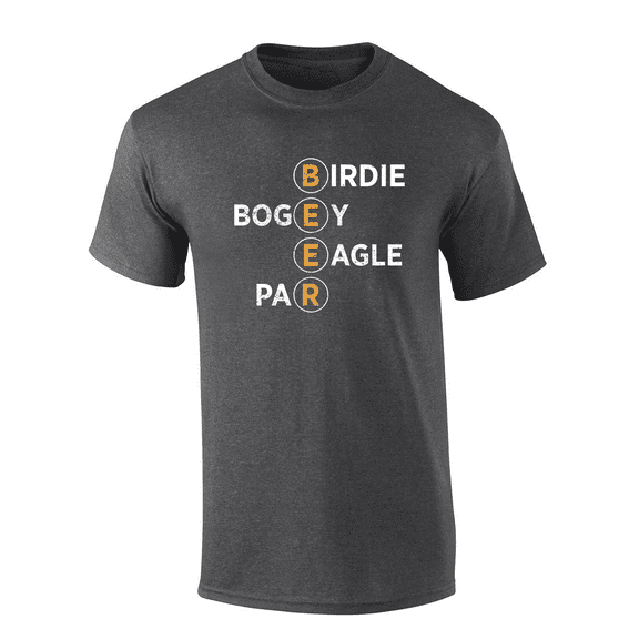 Mens Funny Humorous Beer Circles Birdie Bogey Eagle Par Mens Short Sleeve T-Shirt-Heather Grey-Large