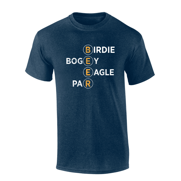 Mens Funny Humorous Beer Circles Birdie Bogey Eagle Par Mens Short Sleeve T-Shirt-Heather Navy-Large