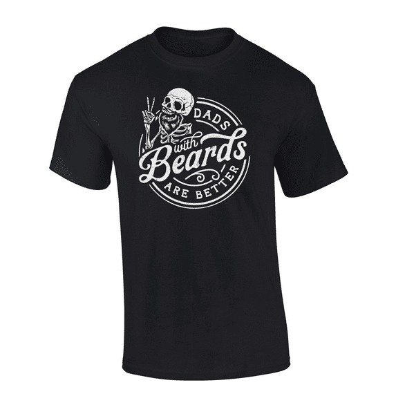 Mens Funny Humorous Circle Bearded Dads Are Better Skull Mens Short Sleeve T-Shirt-Black-4X-Large