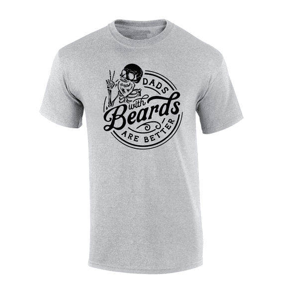 Mens Funny Humorous Circle Bearded Dads Are Better Skull Mens Short Sleeve T-Shirt-Sport Grey-X-Large