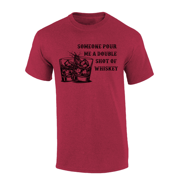 Mens Funny Humorous Double Shot Of Whiskey Glasses Mens Short Sleeve T-Shirt-Antique Cherry-Medium