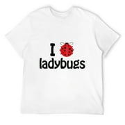 Mens Funny I Love Ladybugs Ladybird Cute Insect Lover Gift Idea T-Shirt White