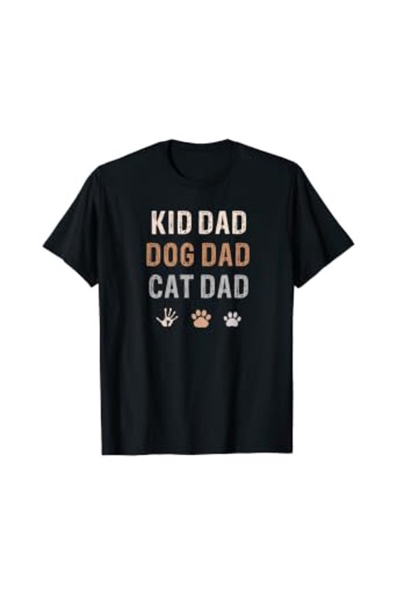 Mens Funny Kid, Dog, Cat Dad Shirt Fur Papa Parent Father Gifts T-Shirt