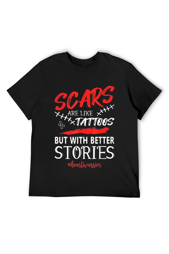 Mens Funny Open Heart Surgery Shirt Gift Scars Are Like Tattoo T-Shirt Black