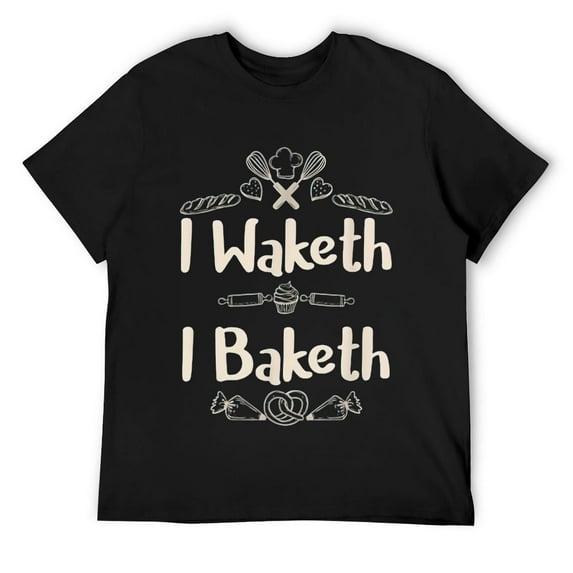 Mens Funny Pastry Chef Shirt - I Waketh I Baketh Black