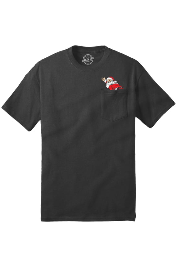 Mens Funny Pocket T Shirts Mooning Santa Sarcastic Christmas Graphic Novelty Pocket Tee For Men Graphic Tees