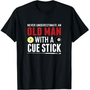 Mens Funny Pool Billiards Player shirt Old Man With Cue Stick T-Shirt