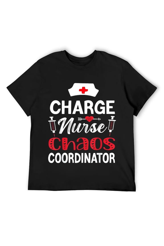Mens Funny RN Nurse Quote Charge Nurse Chaos Coordinator T-Shirt Black
