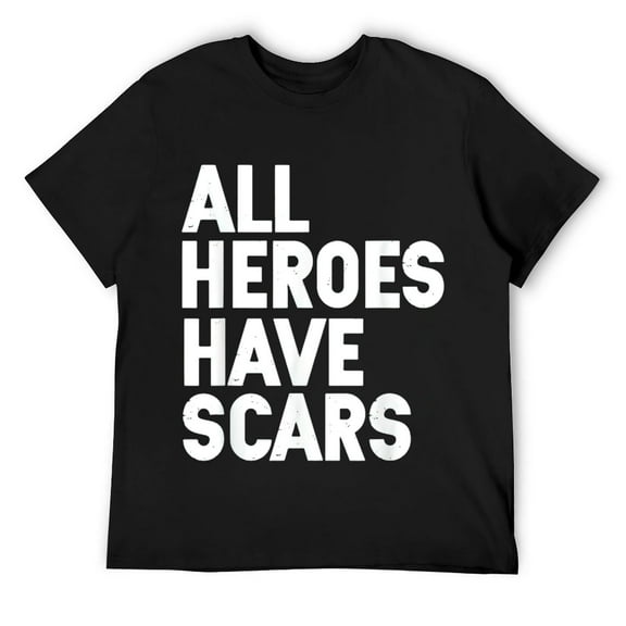 Mens Funny Recovery Gifts All Heroes Have Scars Get Well Surgery T-Shirt Black