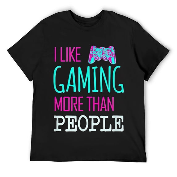 Mens Funny Sarcastic Gamer Shirt I Like Gaming More Than People T-Shirt Black