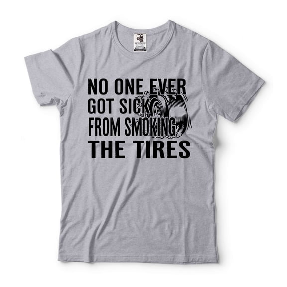 Mens Funny Shirt Car Enthusiast Shirt Burnout Drifting Smoking Tires T-shirt Funny Car Tee (Small Grey)