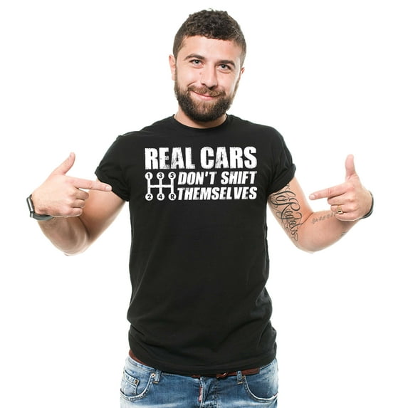 Mens Funny Shirt Car Shirts Manual Driver Gifts Real Cars Don't Shirt Themselves Shirt Car Shirts (XX-Large Black)