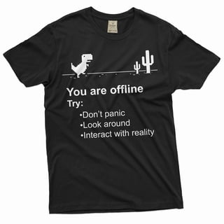Mens Funny Shirt Google Offline Game Shirt T-Rex Dino Runner Shirt Humorous Gift (Large Black)