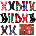 thumbnail image 1 of Mens Funny Socks Christmas Socks for Men Women Colorful Fun Novelty Crew Patterned Socks 6 Pairs US 7-13, 1 of 6