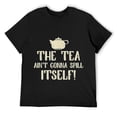 thumbnail image 1 of Mens Funny Spill The Tea Design Teapot Gossip Chat T-Shirt Black, 1 of 5