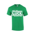 thumbnail image 1 of Mens Funny St. Patricks Day May The Luck Be With You Shamrock Clover Short Sleeve T-shirt Graphic Tee-Antique Irish Green-small, 1 of 4
