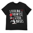 thumbnail image 1 of Mens Funny Stealing Hearts Bases Softball Baseball Shirt Black, 1 of 5