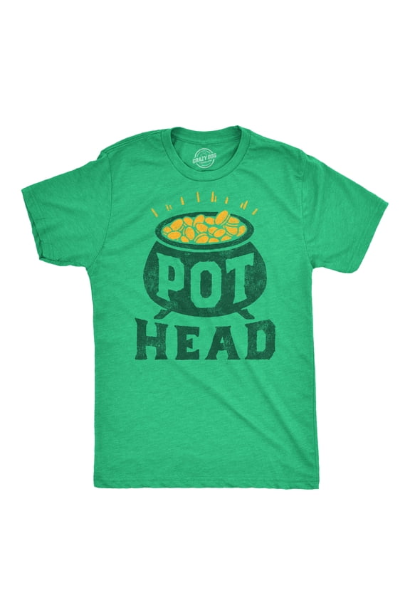 Mens Funny T Shirt Pot Head St Patricks Day Sarcastic Tee for Men Graphic Tees