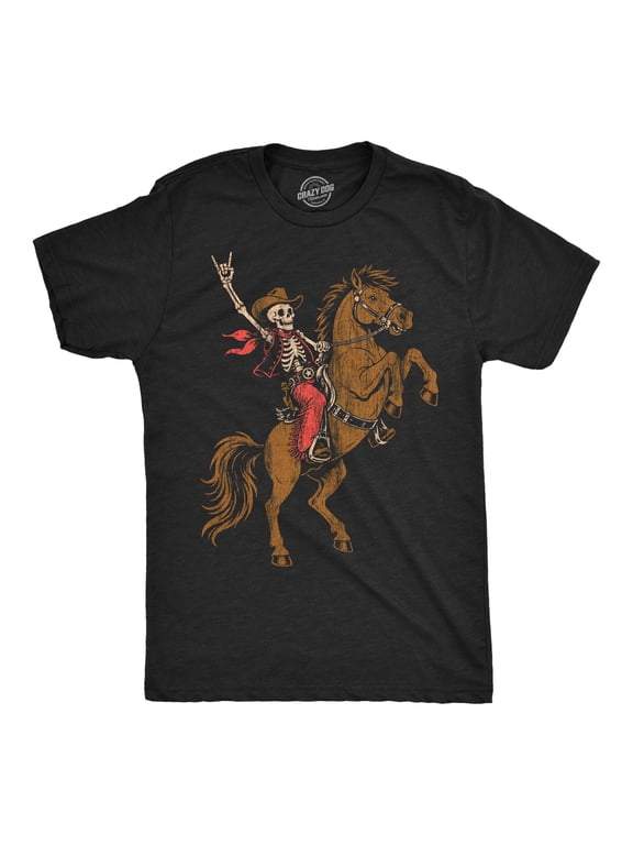 Mens Funny T Shirt Rodeo Skeleton Sarcastic Halloween Tee For Men Graphic Tees