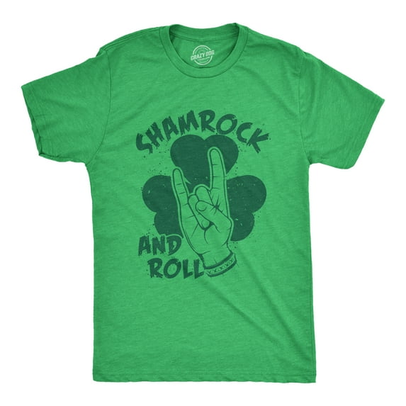 Mens Funny T Shirt Shamrock and Roll St Patricks Day Graphic Tee for Guys Graphic Tees