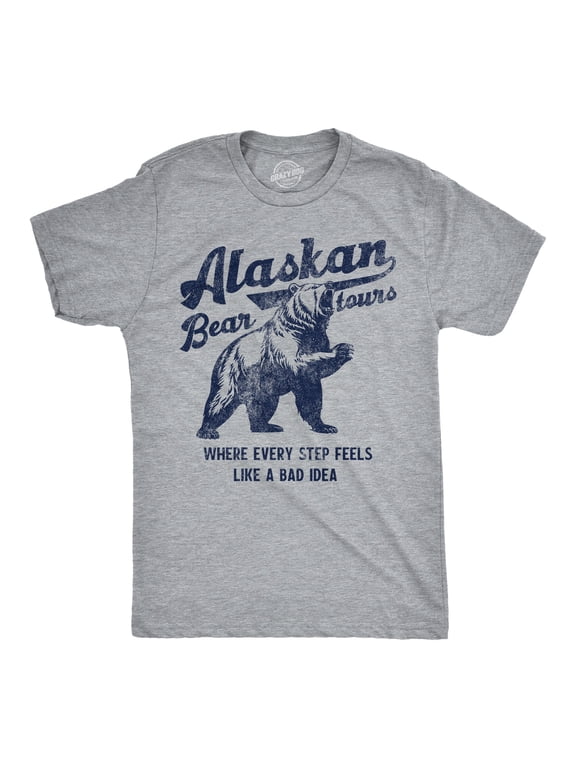 Mens Funny T Shirts Alaskan Bear Tours Sarcastic Graphic Novelty Tee for Men Graphic Tees