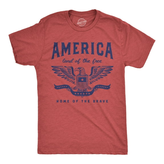 Mens Funny T Shirts America Land of The Free Home of The Brave Graphic Patriotic Novelty Tee for Men Graphic Tees