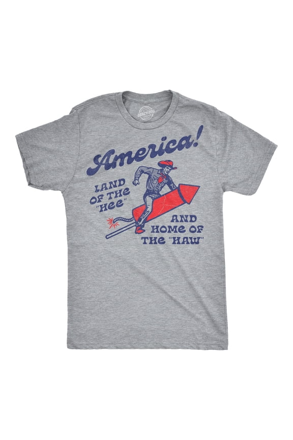 Mens Funny T Shirts America Land of The Hee and Home of The Haw Fourth Of July Tee for Men Graphic Tees