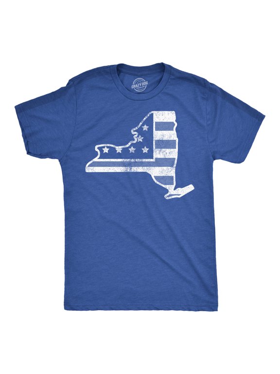 Mens Funny T Shirts American Flag New York State Awesome Fourth Of July Tee for Men Graphic Tees