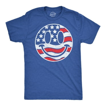 Mens Funny T Shirts American Flag Smile Sarcastic Fourth Of July Graphic Novetly Tee for Men Graphic Tees