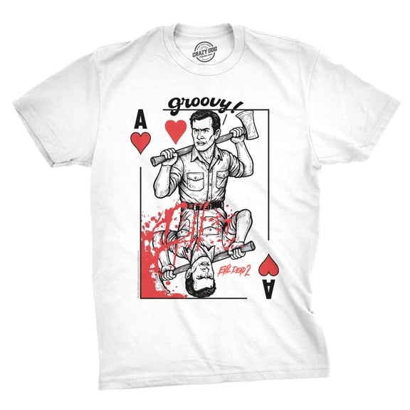 Mens Funny T Shirts Ash Playing Card Evil Dead Movie Tee For Men Graphic Tees