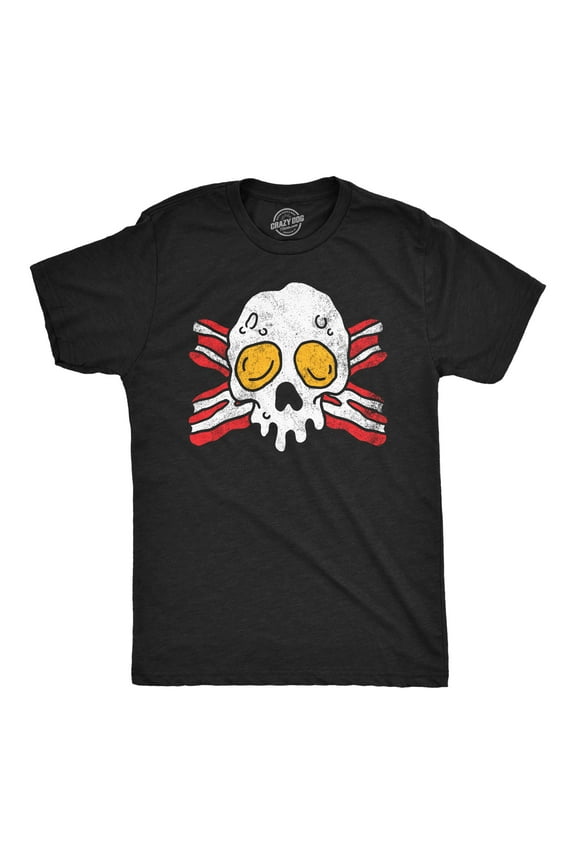 Mens Funny T Shirts Bacon and Eggs Skull Breakfast Graphic Tee for Men Graphic Tees