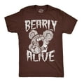 thumbnail image 1 of Mens Funny T Shirts Bearly Alive Sarcastic Creepy Bear Graphic Novelty Tee for Men Graphic Tees, 1 of 9