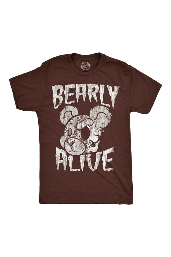 Mens Funny T Shirts Bearly Alive Sarcastic Creepy Bear Graphic Novelty Tee for Men Graphic Tees