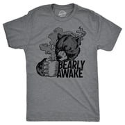Mens Funny T Shirts Bearly Awake Sarcastic Sleepy Bear Graphic Novelty Coffee Tee for Men Graphic Tees