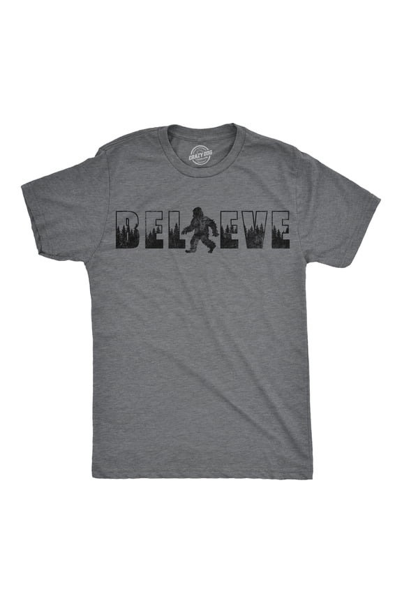 Mens Funny T Shirts Believe Bigfoot Sarcastic Sasquatch Graphic Novelty Tee for Men Graphic Tees