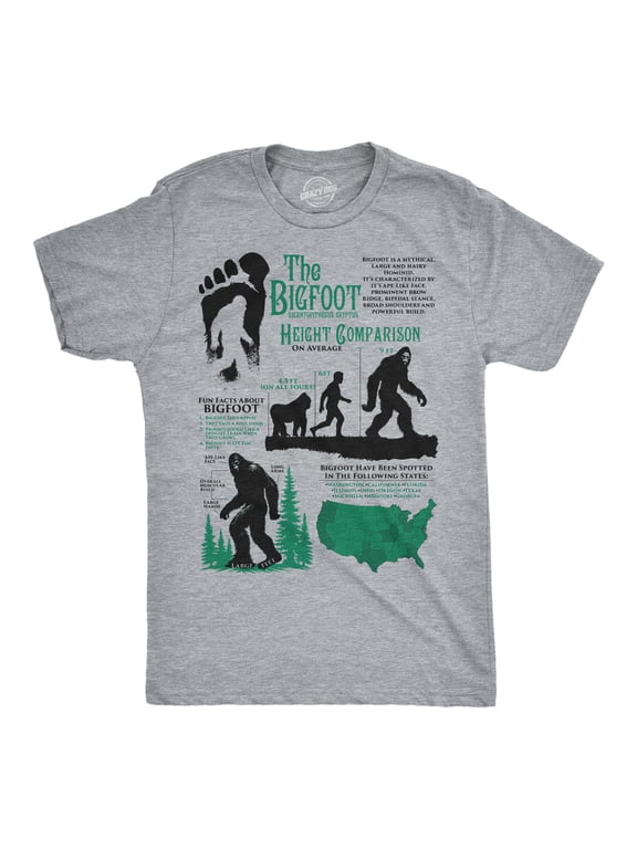 Mens Funny T Shirts Bigfoot Facts Sheet Sarcastic Sasquatch Graphic Novelty Tee for Men Graphic Tees