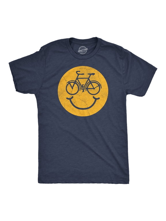 Mens Funny T Shirts Bike Smile Sarcastic Smiling Face Graphic Novelty Biking Tee for Men Graphic Tees