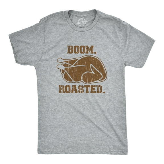 Mens Funny T Shirts Boom Roasted Sarcastic Thanksgiving Dinner Turkey Graphic Tee for Men Graphic Tees