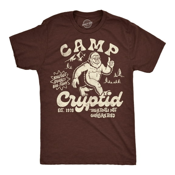 Mens Funny T Shirts Camp Cryptid Sarcastic Bigfoot Graphic Novelty Tee for Men Graphic Tees