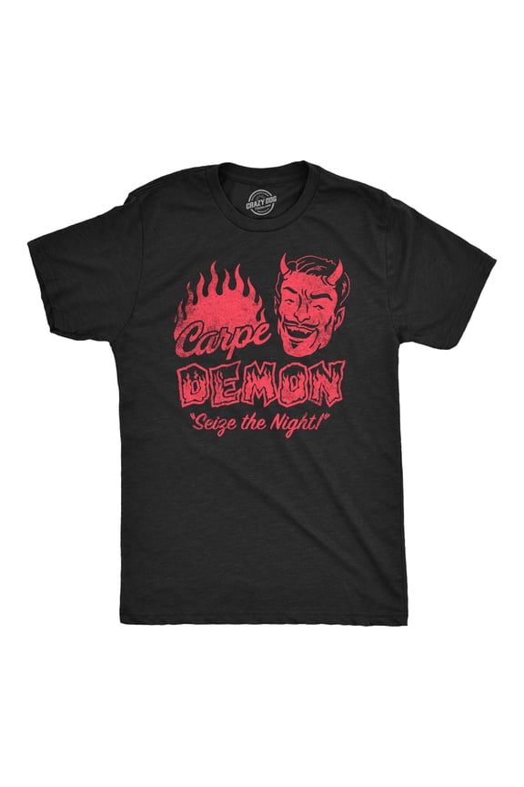 Mens Funny T Shirts Carpe Demon Sarcastic Halloween Graphic Novelty Tee for Men Graphic Tees