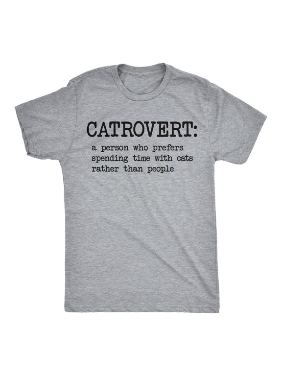 Mens Funny T Shirts Catrovert Definition Cat Lovers Tee For Men Graphic Tees