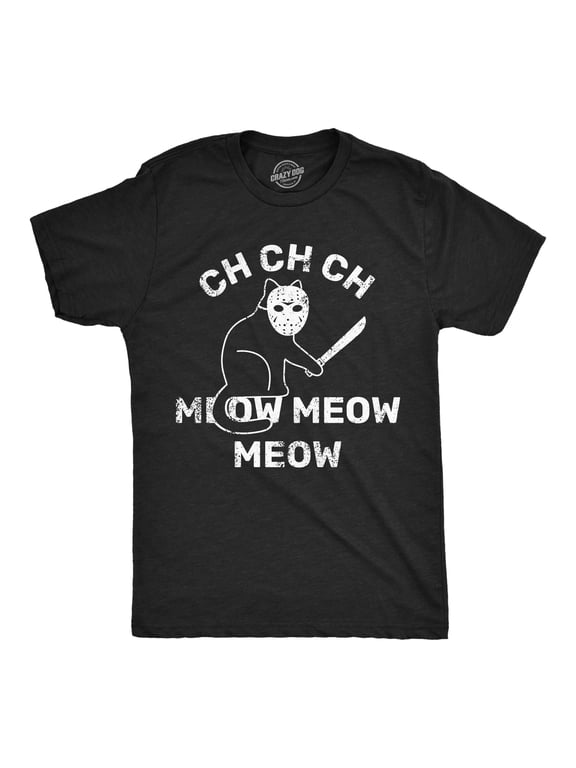 Mens Funny T Shirts Ch-Ch Meow Meow Sarcastic Killer Cat Halloween Tee for Men Graphic Tees