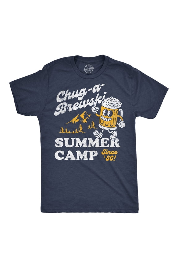 Mens Funny T Shirts Chug A Brewski Summer Camp Sarcastic Drinking Graphic Novelty Tee for Men Graphic Tees