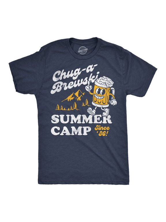 Mens Funny T Shirts Chug A Brewski Summer Camp Sarcastic Drinking Graphic Novelty Tee for Men Graphic Tees