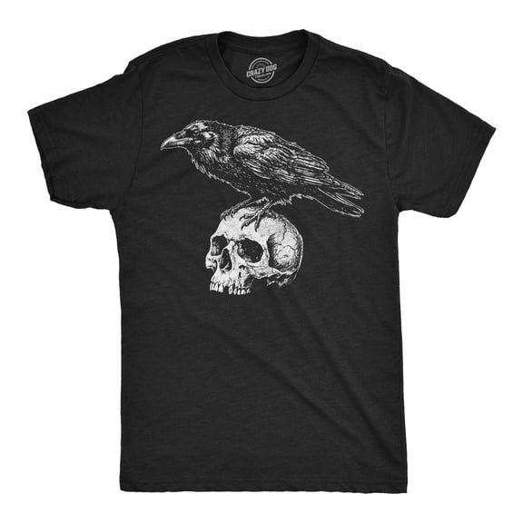 Mens Funny T Shirts Crow On Skull Awesome Graphic Tee For Men Graphic Tees