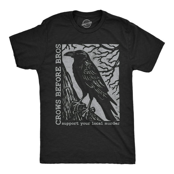 Mens Funny T Shirts Crows Before Bros Sarcastic Poe Graphic Novelty Tee for Men Graphic Tees